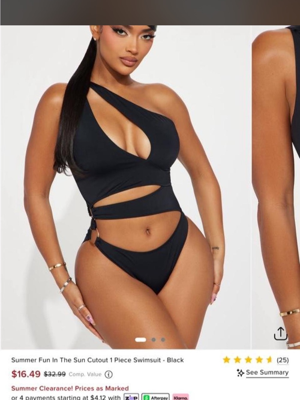 Black One-Shoulder Cutout One-Piece Swimsuit